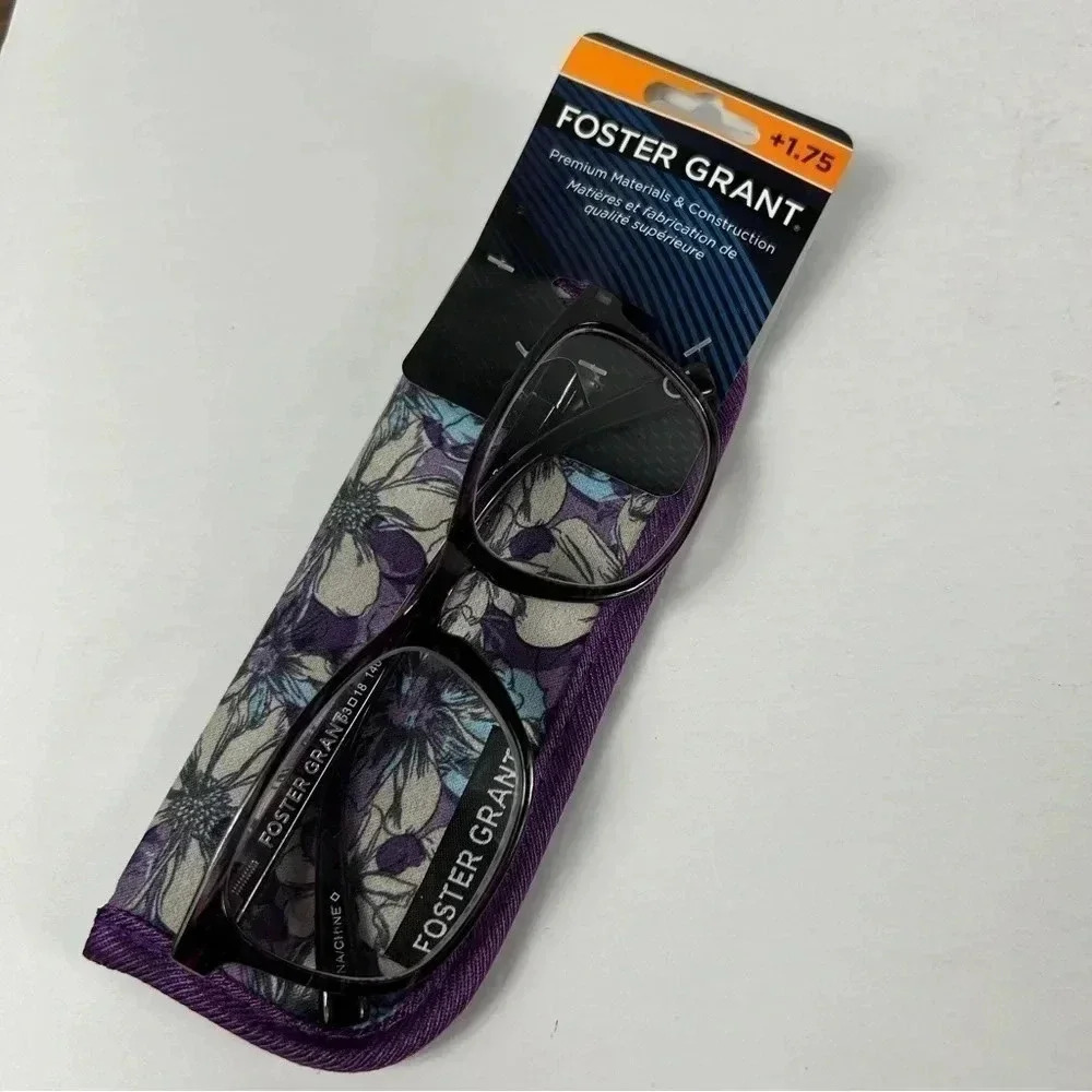 Foster Grant Reading Glasses +1.75 | Chic Purple Floral Case NWT